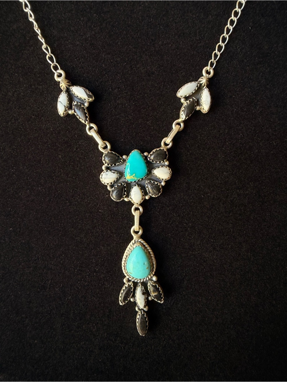 Santa Maria and White Buffalo 925 Sterling Silver Drop Necklace - Picture 3 of 5